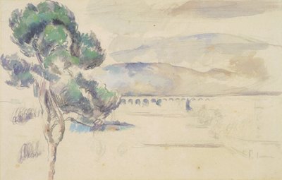 The Valley of the Arc with Viaduct and Pine by Paul Cézanne